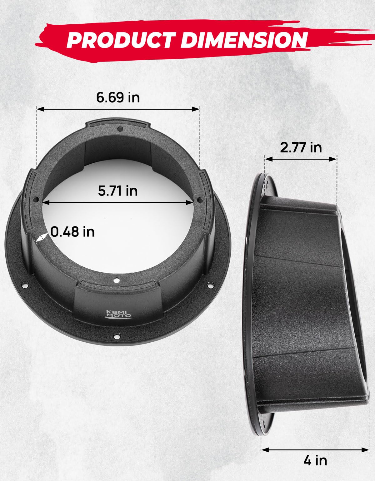 KEMIMOTO 6.5 Angled Speaker Pod - Universal Black Enclosure for UTV, RV, Car, Boat, Trailer - 1PC, 9.56 Surface Mount